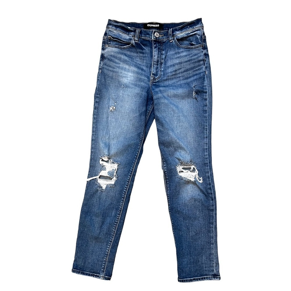 Express Womens Girlfriend High Rise Distressed Denim Size 4